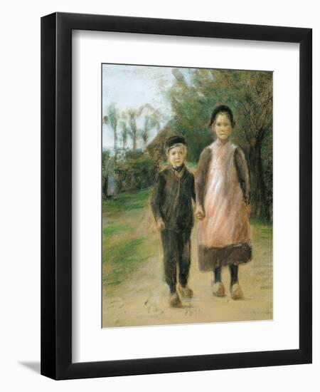 Boy and Girl on a Village Street, Ca 1897-Max Liebermann-Framed Giclee Print