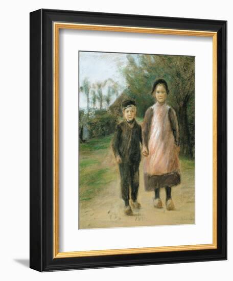 Boy and Girl on a Village Street, Ca 1897-Max Liebermann-Framed Giclee Print