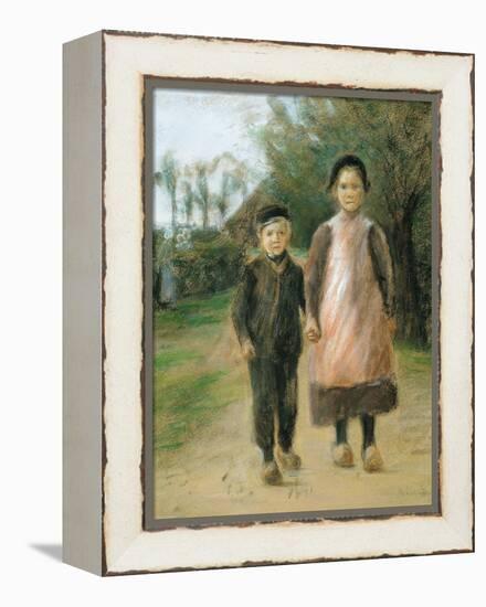 Boy and Girl on a Village Street, Ca 1897-Max Liebermann-Framed Premier Image Canvas