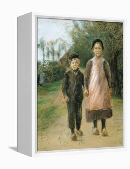 Boy and Girl on a Village Street, Ca 1897-Max Liebermann-Framed Premier Image Canvas