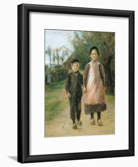 Boy and Girl on a Village Street, Ca 1897-Max Liebermann-Framed Giclee Print