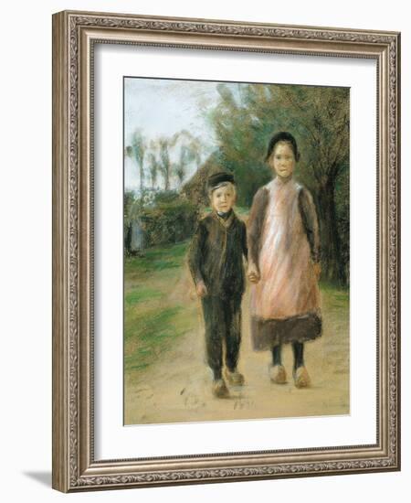 Boy and Girl on a Village Street, Ca 1897-Max Liebermann-Framed Giclee Print