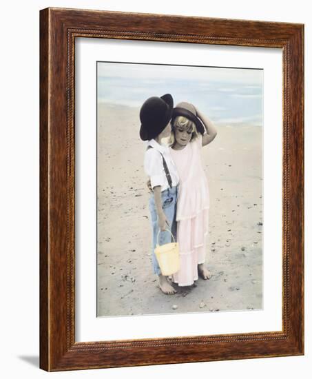 Boy and Girl on Beach-Nora Hernandez-Framed Giclee Print