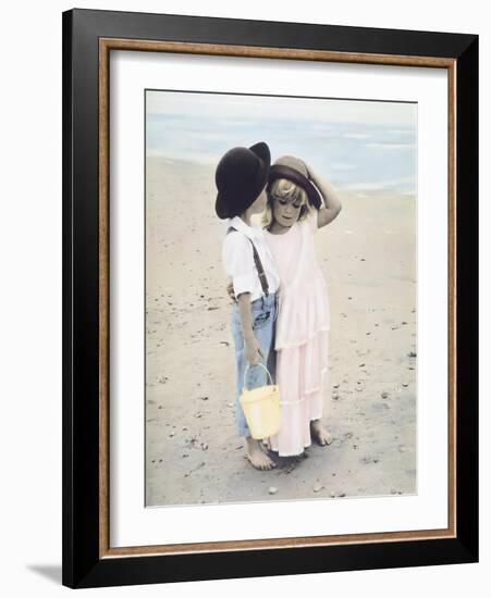 Boy and Girl on Beach-Nora Hernandez-Framed Giclee Print