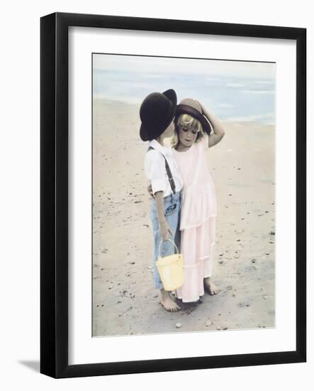 Boy and Girl on Beach-Nora Hernandez-Framed Giclee Print