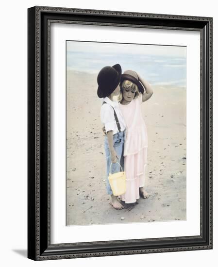 Boy and Girl on Beach-Nora Hernandez-Framed Giclee Print