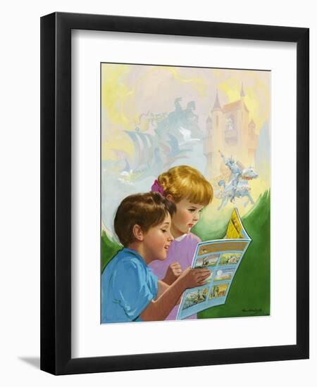 Boy and Girl Reading-Van Der Syde-Framed Giclee Print