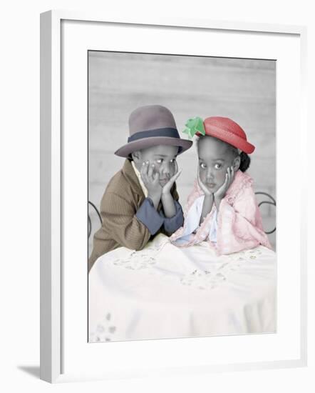 Boy and Girl Sitting at Table with Head in Hands-Nora Hernandez-Framed Giclee Print