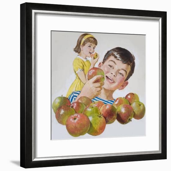 Boy and Girl with Apples-Clive Uptton-Framed Giclee Print