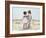 Boy and Girl with their Arms around Each Other on the Beach-Nora Hernandez-Framed Giclee Print