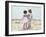 Boy and Girl with their Arms around Each Other on the Beach-Nora Hernandez-Framed Giclee Print