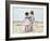 Boy and Girl with their Arms around Each Other on the Beach-Nora Hernandez-Framed Giclee Print