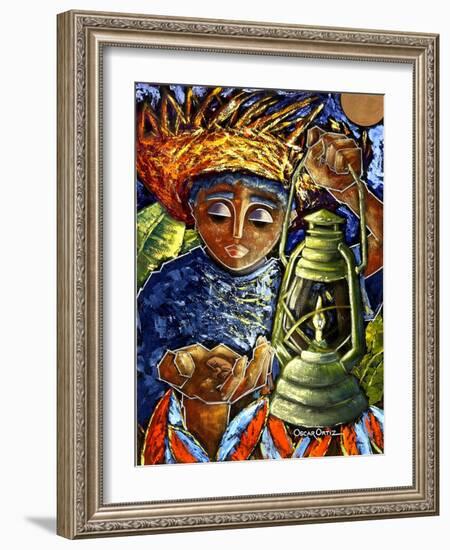 Boy and Lantern-Oscar Ortiz-Framed Giclee Print