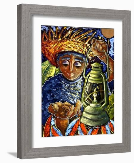 Boy and Lantern-Oscar Ortiz-Framed Giclee Print