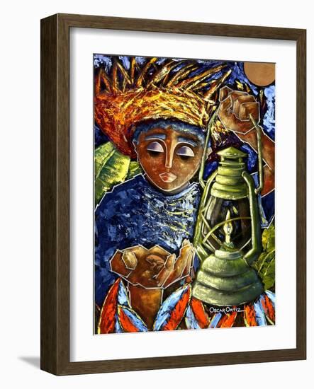 Boy and Lantern-Oscar Ortiz-Framed Giclee Print