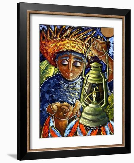 Boy and Lantern-Oscar Ortiz-Framed Giclee Print