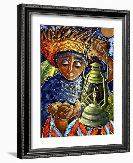 Boy and Lantern-Oscar Ortiz-Framed Giclee Print