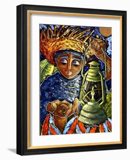 Boy and Lantern-Oscar Ortiz-Framed Giclee Print