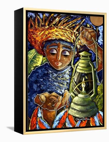 Boy and Lantern-Oscar Ortiz-Framed Premier Image Canvas