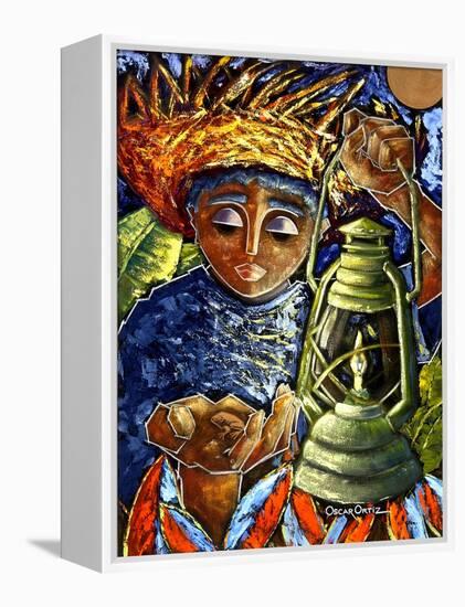 Boy and Lantern-Oscar Ortiz-Framed Premier Image Canvas