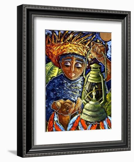 Boy and Lantern-Oscar Ortiz-Framed Giclee Print