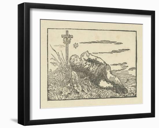 Boy Asleep on a Grave, 1802 (Woodcut)-Caspar David Friedrich-Framed Giclee Print