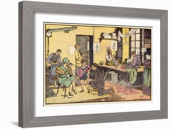 Boy at Tailor's Shop-null-Framed Art Print