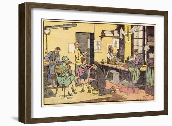 Boy at Tailor's Shop-null-Framed Art Print