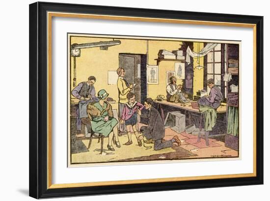 Boy at Tailor's Shop-null-Framed Art Print