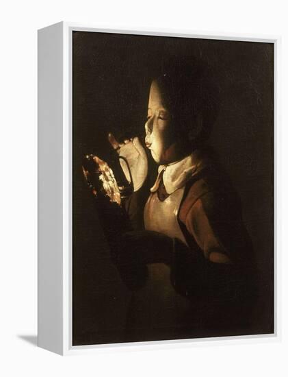 Boy Blowing at Lamp-Georges de La Tour-Framed Premier Image Canvas