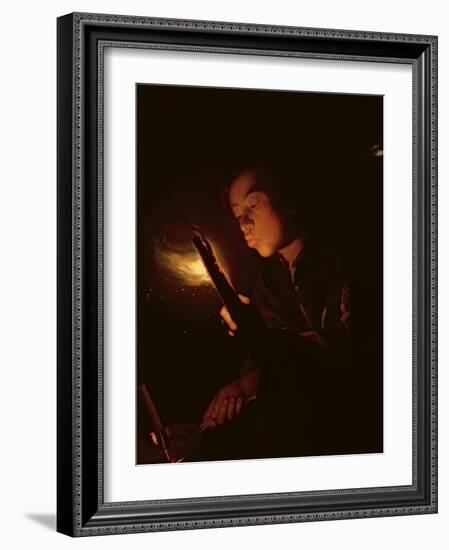 Boy Blowing on a Firebrand to Light a Candle, C.1692-98-Godfried Schalcken-Framed Giclee Print