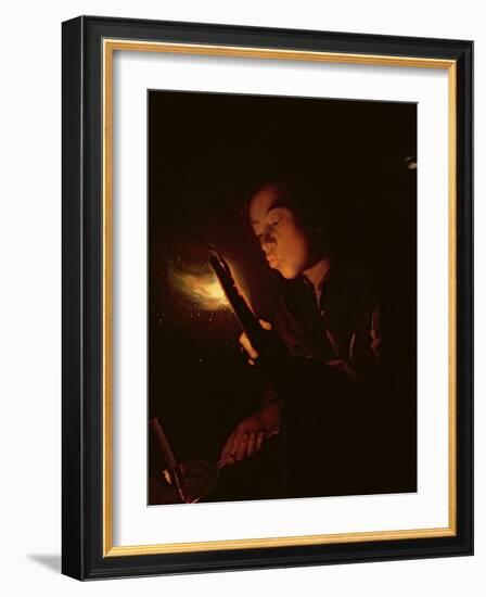 Boy Blowing on a Firebrand to Light a Candle, C.1692-98-Godfried Schalcken-Framed Giclee Print