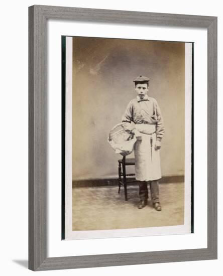 Boy Carrying a Basket-W^ Reynolds-Framed Photographic Print