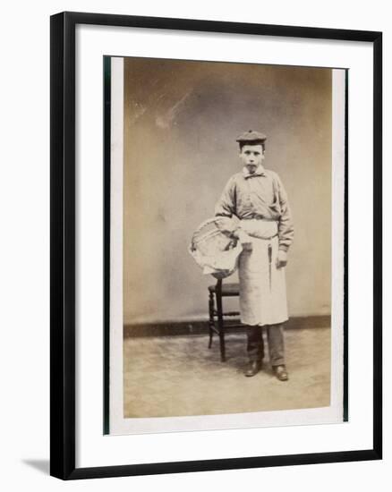 Boy Carrying a Basket-W^ Reynolds-Framed Photographic Print
