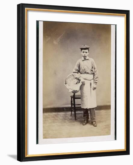 Boy Carrying a Basket-W^ Reynolds-Framed Photographic Print