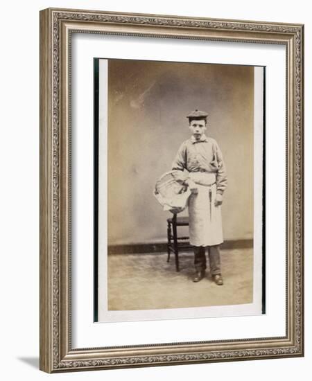 Boy Carrying a Basket-W^ Reynolds-Framed Photographic Print