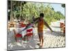 Boy Carrying Freshly Caught Swordfish, Embudu, the Maldives, Indian Ocean-Fraser Hall-Mounted Photographic Print