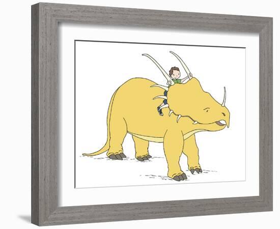 Boy Dinosaur Ride-Designs Sweet Melody-Framed Art Print