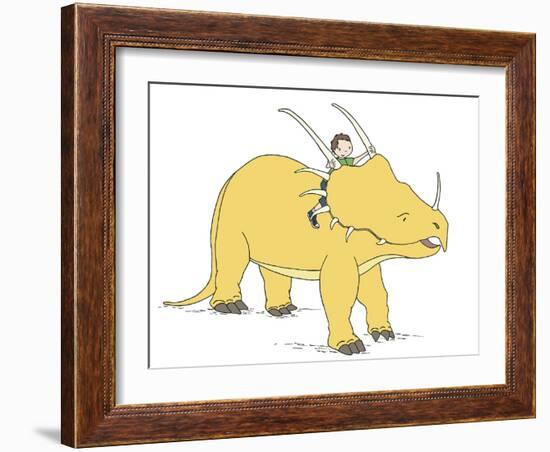 Boy Dinosaur Ride-Designs Sweet Melody-Framed Art Print