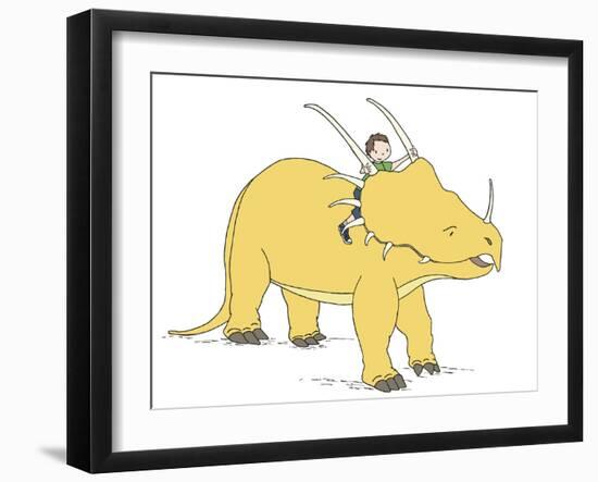 Boy Dinosaur Ride-Designs Sweet Melody-Framed Art Print