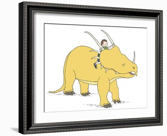 Boy Dinosaur Ride-Designs Sweet Melody-Framed Art Print