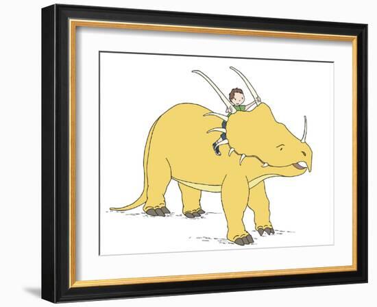 Boy Dinosaur Ride-Designs Sweet Melody-Framed Art Print