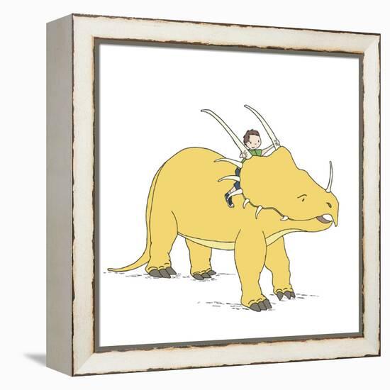 Boy Dinosaur Ride-Designs Sweet Melody-Framed Stretched Canvas