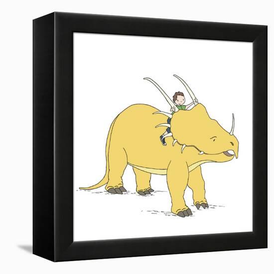 Boy Dinosaur Ride-Designs Sweet Melody-Framed Stretched Canvas