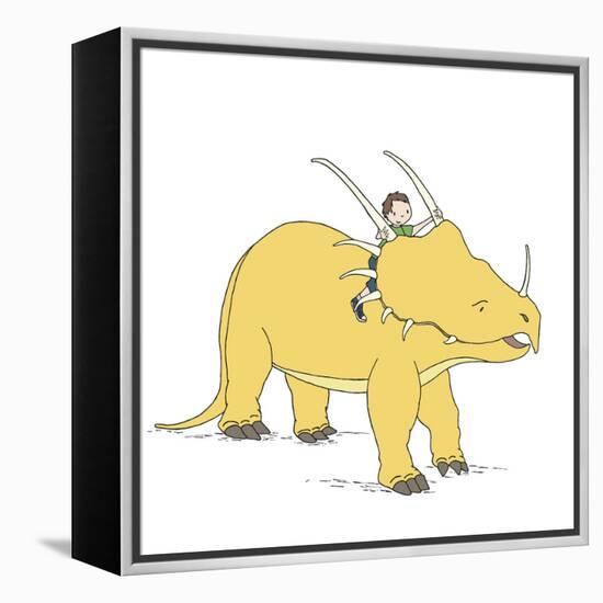 Boy Dinosaur Ride-Designs Sweet Melody-Framed Stretched Canvas