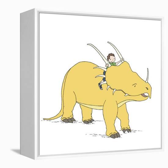 Boy Dinosaur Ride-Designs Sweet Melody-Framed Stretched Canvas