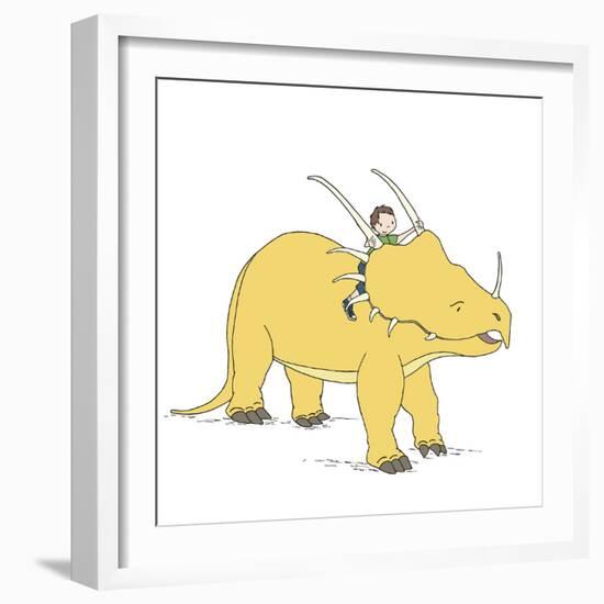 Boy Dinosaur Ride-Designs Sweet Melody-Framed Art Print