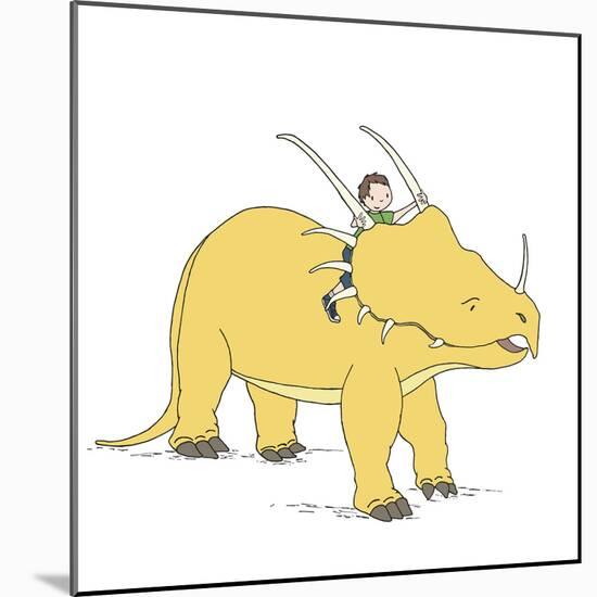 Boy Dinosaur Ride-Designs Sweet Melody-Mounted Art Print