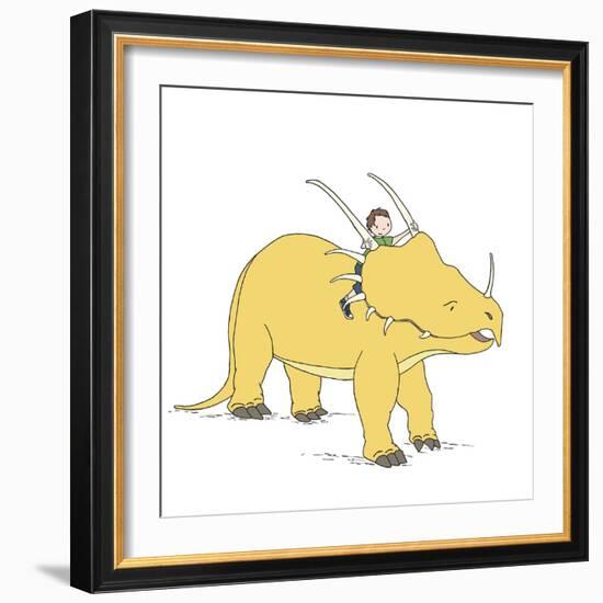 Boy Dinosaur Ride-Designs Sweet Melody-Framed Art Print