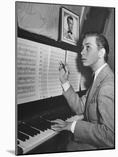 Boy Drummer and Composer Mel Torme, Playing the Piano-William C^ Shrout-Mounted Premium Photographic Print